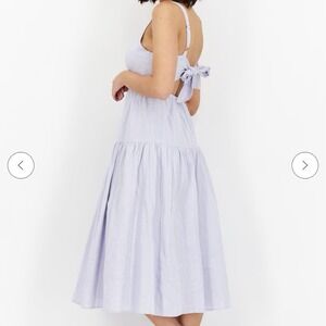 Gentle Fawn Lavender Lilac Textured Sleeveless‎ Midi Dress Back Bow Tie Cotton M